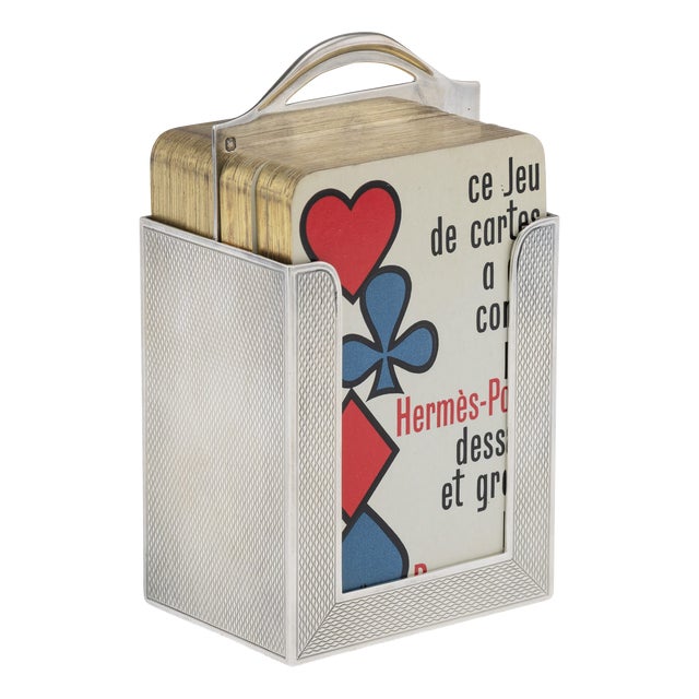 Vintage French Silver Playing Cards Table Set by Hermès, 1960s For Sale