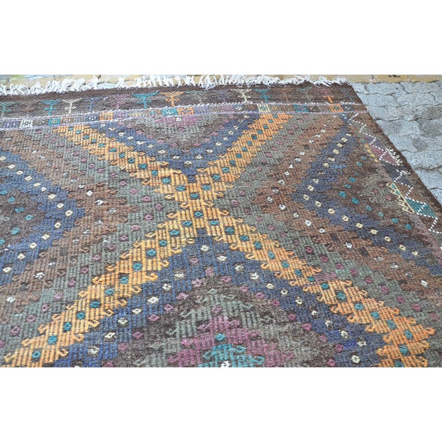 Turkish 1960s Home Living Vintage Turkish Kilim Rug For Sale - Image 3 of 11