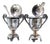 Mustard Pots in Embossed Silver with Palms, Glass Cores and Resting on Claw-Shaped Feet, Set of 2 For Sale