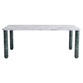 XLarge White and Green Marble Sunday Dining Table by Jean-Baptiste Souletie For Sale