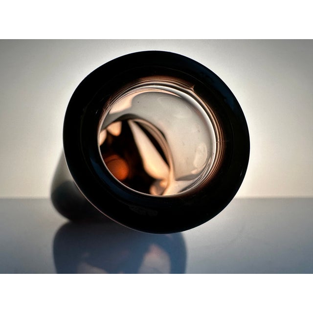 Glass Sculptural Bohemian Smoked Glass Vase by Miroslav Klinger for Zelezny Brod Zbs, Czechoslovakia, 1950s For Sale - Image 7 of 12