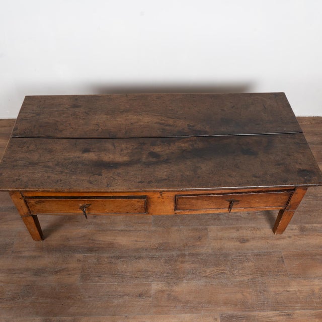 Early 19th Century French Oak Coffee Table With Two Drawers For Sale - Image 4 of 11