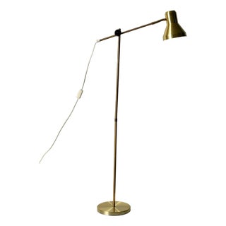 Scandinavian Brass Floor Lamp with Adjustable Arm, 1950s For Sale