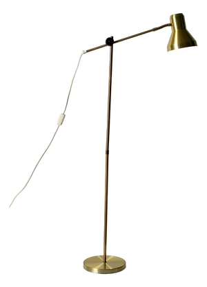 Scandinavian Brass Floor Lamp with Adjustable Arm, 1950s