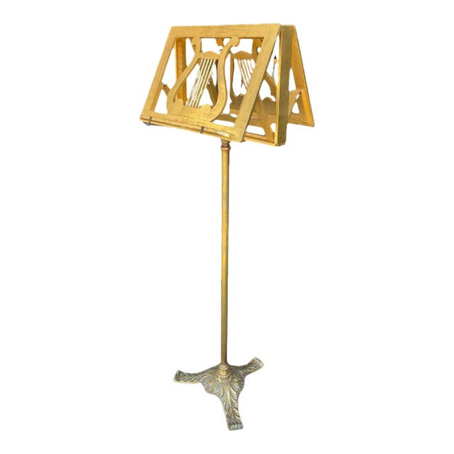 Vintage Gold Leaf and Brass Music Stand For Sale
