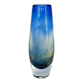 Kraka Vase by Orrefors, 1950s Sven Palmquist Original, Swedish Art Glass Vase, 12" Nr. 322 For Sale