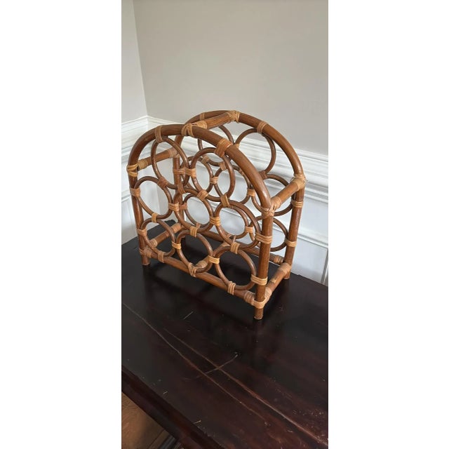 1970s Vintage Rattan Wine Rack For Sale - Image 5 of 6
