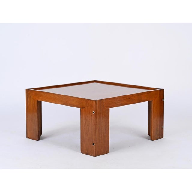Square Walnut Coffee Table attributed to Afra and Tobia Scarpa for Cassina, Italy, 1965 For Sale - Image 11 of 16