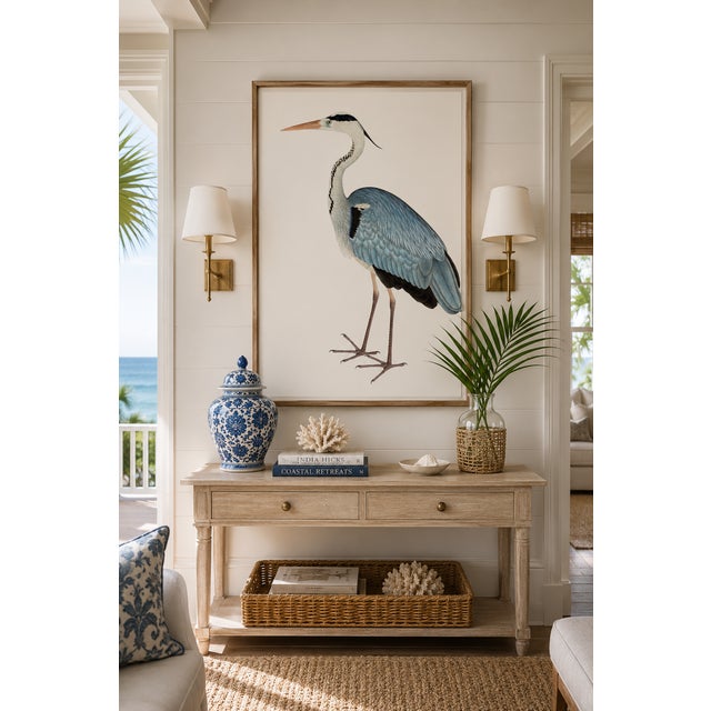 English Gray Heron, Vintage Bird Art Print Reproduction, 16" X 24" For Sale - Image 3 of 10