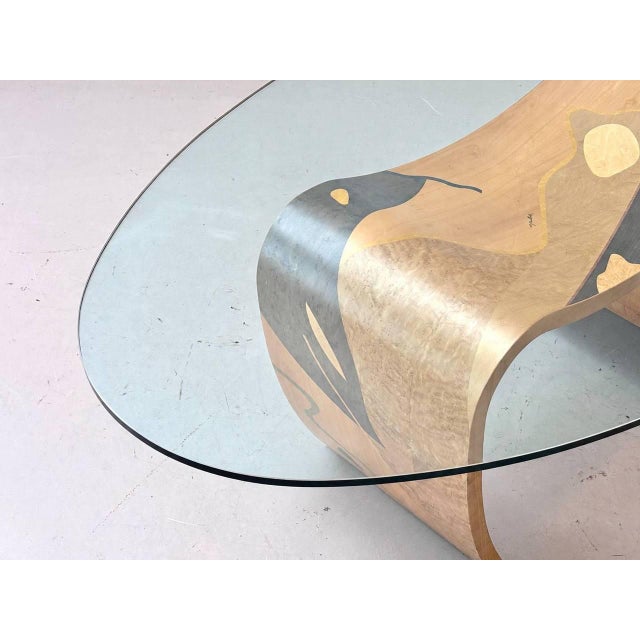 Sculptural Dining Table with Inlays and Glass Top by Carlo Malnati, Italy, 1980s For Sale - Image 12 of 16