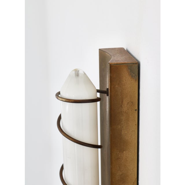 Art Deco Wall Lamps in Brass & Opaline Glass, Denmark, 1940s, Set of 2 For Sale - Image 6 of 17