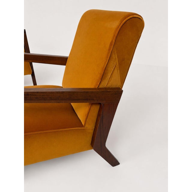 Orange Vintage Italian Armchairs in Orange Velvet, 1960s, Set of 2 For Sale - Image 8 of 13
