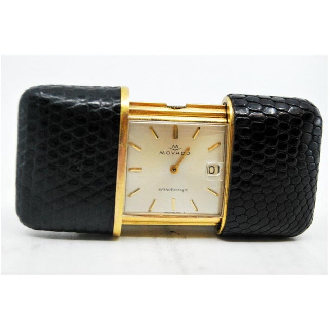 Vintage Manual Winding Slide Travel Clock from Movado, 1960s For Sale - Image 4 of 7