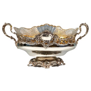 Silver Jardiniere with Cut Glass Insert from Wilkens & Sons., Germany, 1894 For Sale