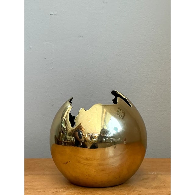 Vintage Brass Decorative Sphere For Sale - Image 9 of 12