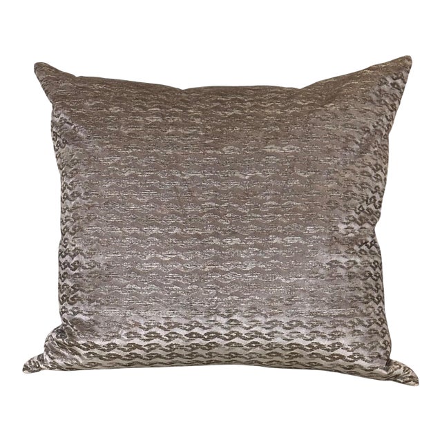 Ebanista Silver Gray Silk Velvet Designer Down Pillow For Sale