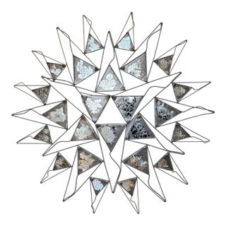 Mid Century Modern Sunburst,Starburst Brutalist Metal Art Wall Decor, Vintage Geometric Art For Sale