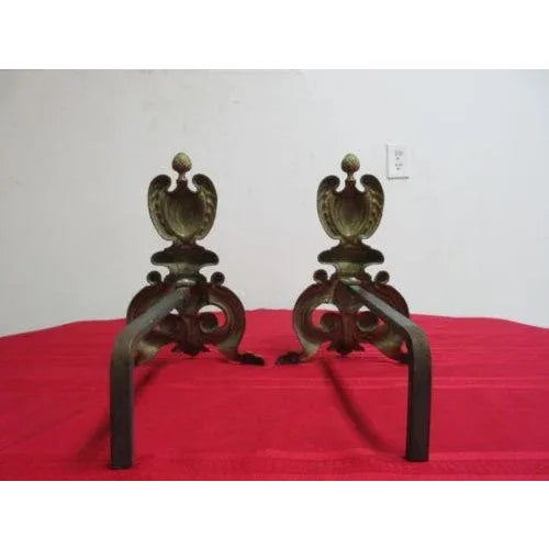 Vintage Brass Paw Foot Andirons - A Pair For Sale - Image 10 of 11