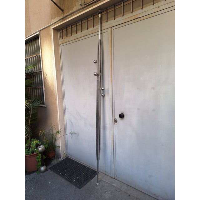 Floor-to-Ceiling Coat Stand in Chromed Brass with Adjustable Knobs from Fedele Papagni, 1990s For Sale - Image 11 of 14