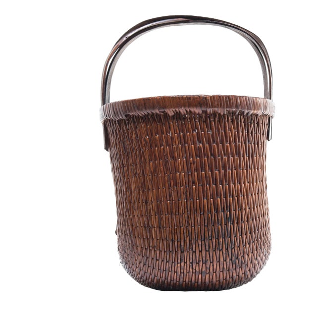 Chinese Bent Handle Fisherman's Basket, circa 1900 For Sale