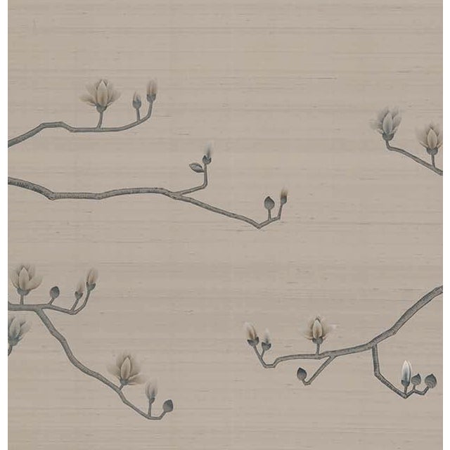 W36" * H96" *3ps, Hand-Painted Magnolia Wallpaper, a Set of Handmade Chinoiserie Wallpaper For Sale - Image 4 of 7