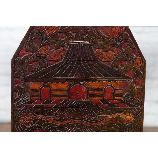 Burmese 19th Century Hand-Carved and Painted Wooden Puppet Show Sign For Sale - Image 9 of 12