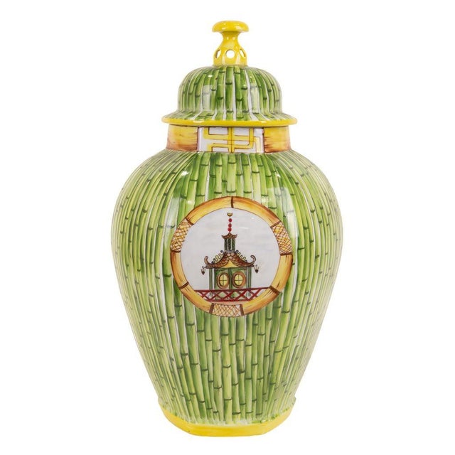 Chinoiserie Pair of Late 20th Century Limoges Porcelain Ginger Jars For Sale - Image 3 of 5