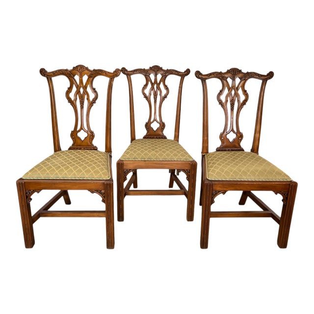 Set of 3 Chippendale Accent Chairs For Sale