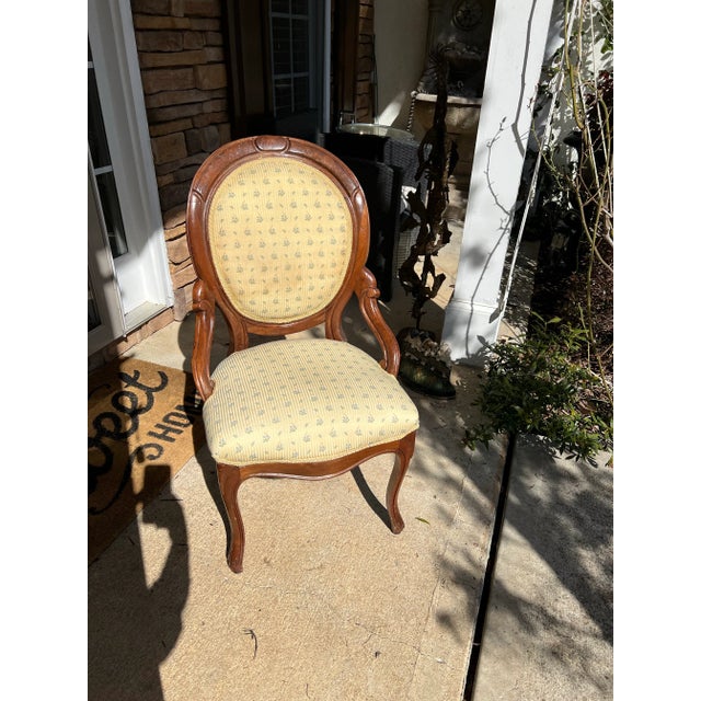 Rustic European 1970s Wooden Chair With Yellow Covered Cushions For Sale - Image 3 of 8