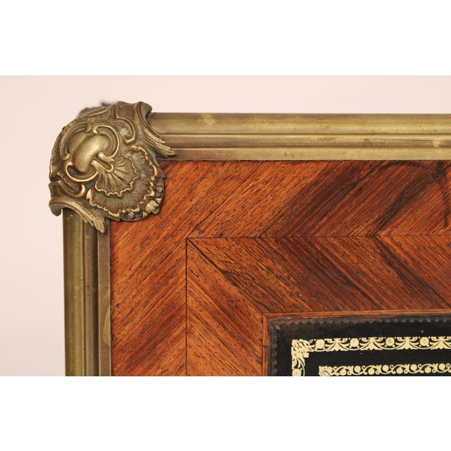 Wood Antique Louis XV Style Bronze Mounted Leather Top Desk For Sale - Image 7 of 14