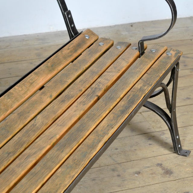 Wood Riveted Iron Park Bench, 1920s For Sale - Image 7 of 13