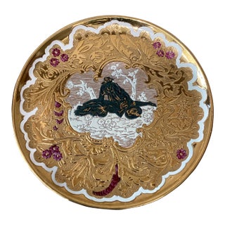 Mid 20th Century Ardalt Ceramic With Gold Decorative Wall Plate Siluette 4916/G Italy For Sale