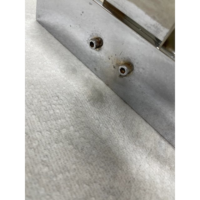 Metal 1970s Alessandro Albrizzi Modernist Chrome Andirons - a Pair For Sale - Image 7 of 8