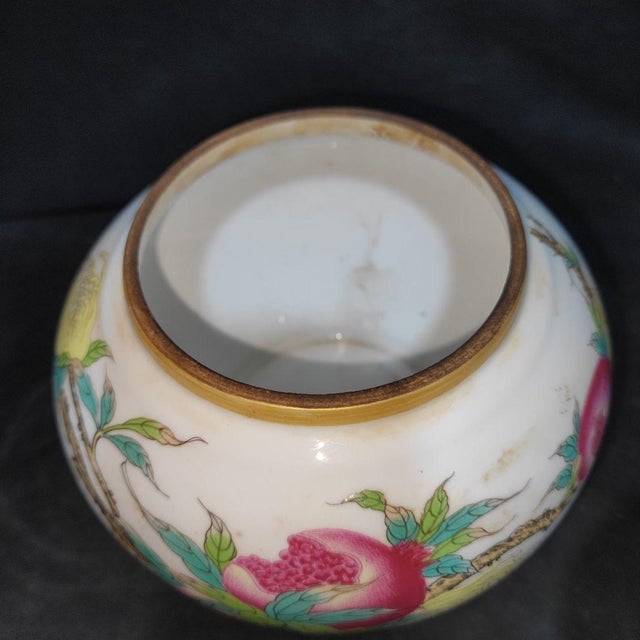 Pair of Chinese Famille Rose Porcelain Covered Jars With Peach & Finger Citron Motif For Sale In Los Angeles - Image 6 of 9