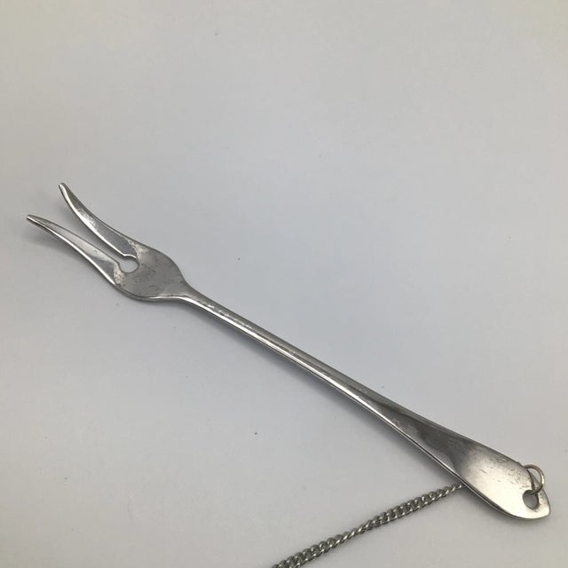 Georges Briard Glass Pickle Dish Bowl With Attached Cocktail Fork For Sale - Image 11 of 12