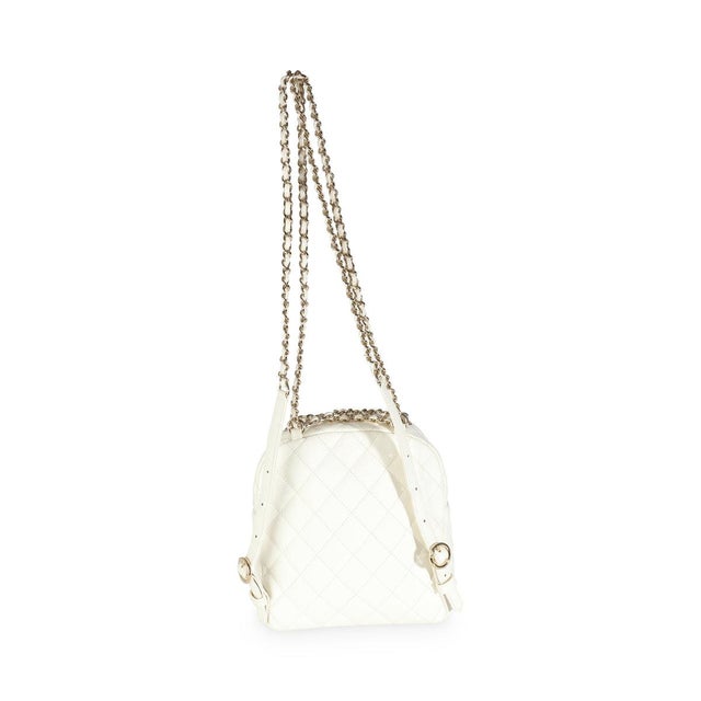 2010s White Quilted Caviar Small CC Day Backpack Handbag For Sale - Image 5 of 9