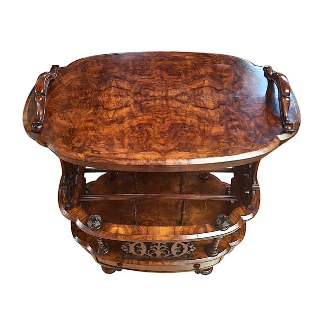 Victorian Antique Victorian Rosewood Canterbury Whatnot & Side Table With Drawer For Sale - Image 3 of 11