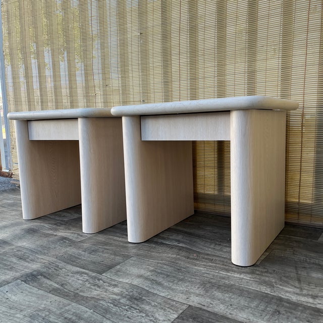 A Pair of Postmodern Custom-Made, Bull-Nose Marble Top Nightstands. Circa 1990s For Sale - Image 18 of 18