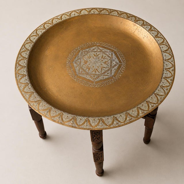 Antique Hand-Crafted Brass and Hardwood Occasional Tea Table, 1890s, Set of 2 For Sale - Image 9 of 11