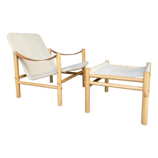 Bror Boije for Dux “Junker” Safari Lounge Chair and Ottoman For Sale