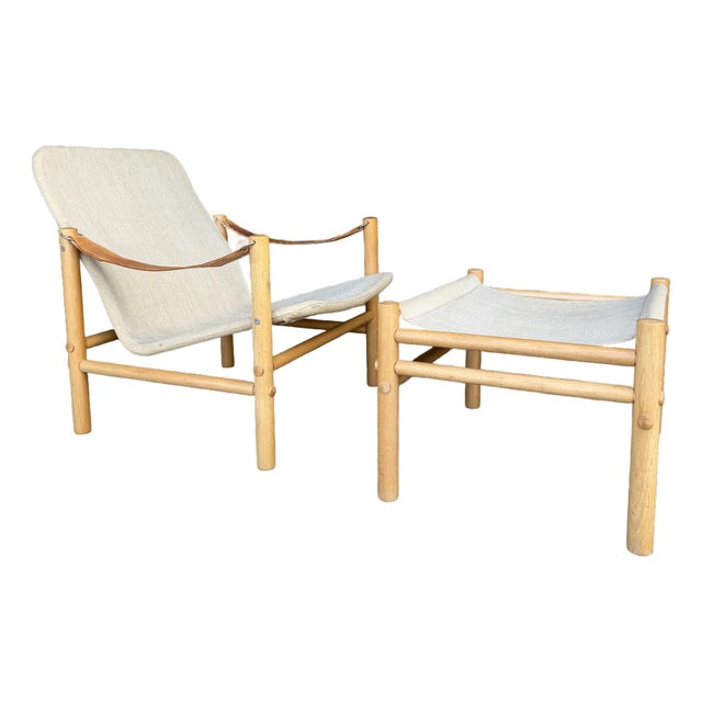 Bror Boije for Dux “Junker” Safari Lounge Chair and Ottoman For Sale