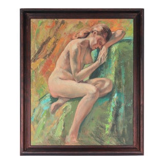 Resting Female Nude 1959 Oil For Sale