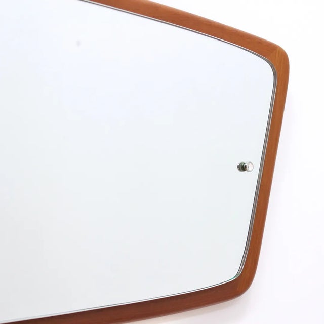 1960s Mid Century Teak Curved Landscape Mirror For Sale - Image 5 of 8