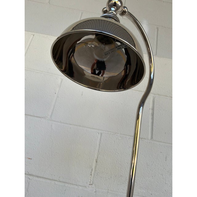 Modern Currey & Co Polished Nickel Desk Lamp For Sale - Image 3 of 4