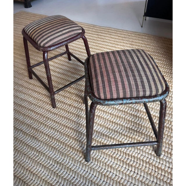 Rustic European Mid 20th Century Pair of Industrial Stools From Portugal For Sale - Image 3 of 8