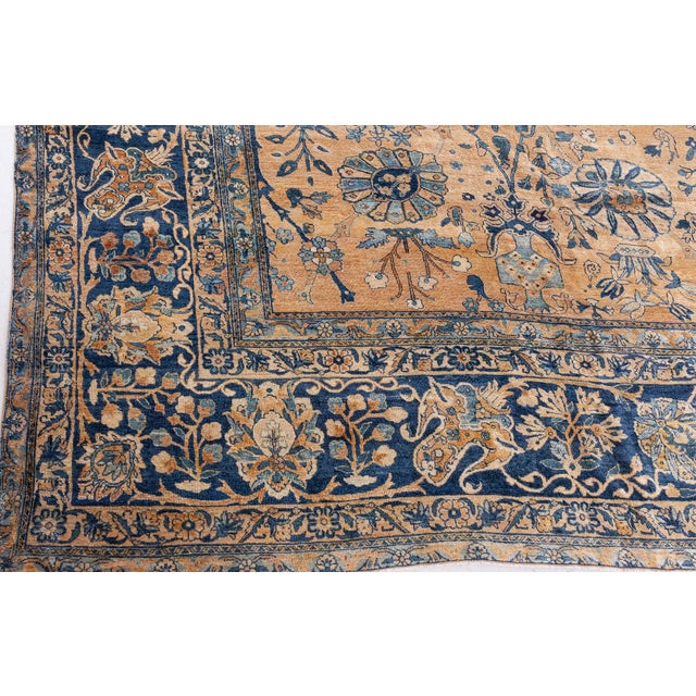 Authentic 19th Century Persian Kirman Handmade Wool Carpet For Sale In New York - Image 6 of 9