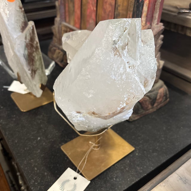 Contemporary A Quartz Crystal on Golden Stand - B For Sale - Image 3 of 10