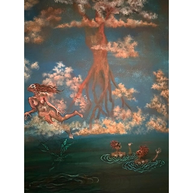 Figurative 1999, Large Surrealist Panamanian Painting by Eduardo Navarro For Sale - Image 3 of 8