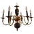 Six-Light Candle Style Black and Brass Chandelier For Sale