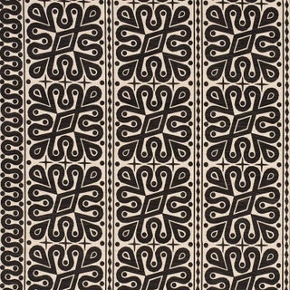 Schumacher x Celerie Kemble Borneo Silk Fabric in Black For Sale